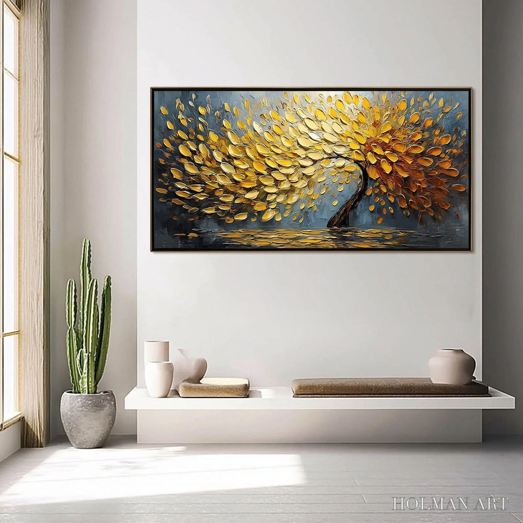 HOLMAN ART Golden Cascade – Textured Palette Knife Impasto Tree Painting - image 4
