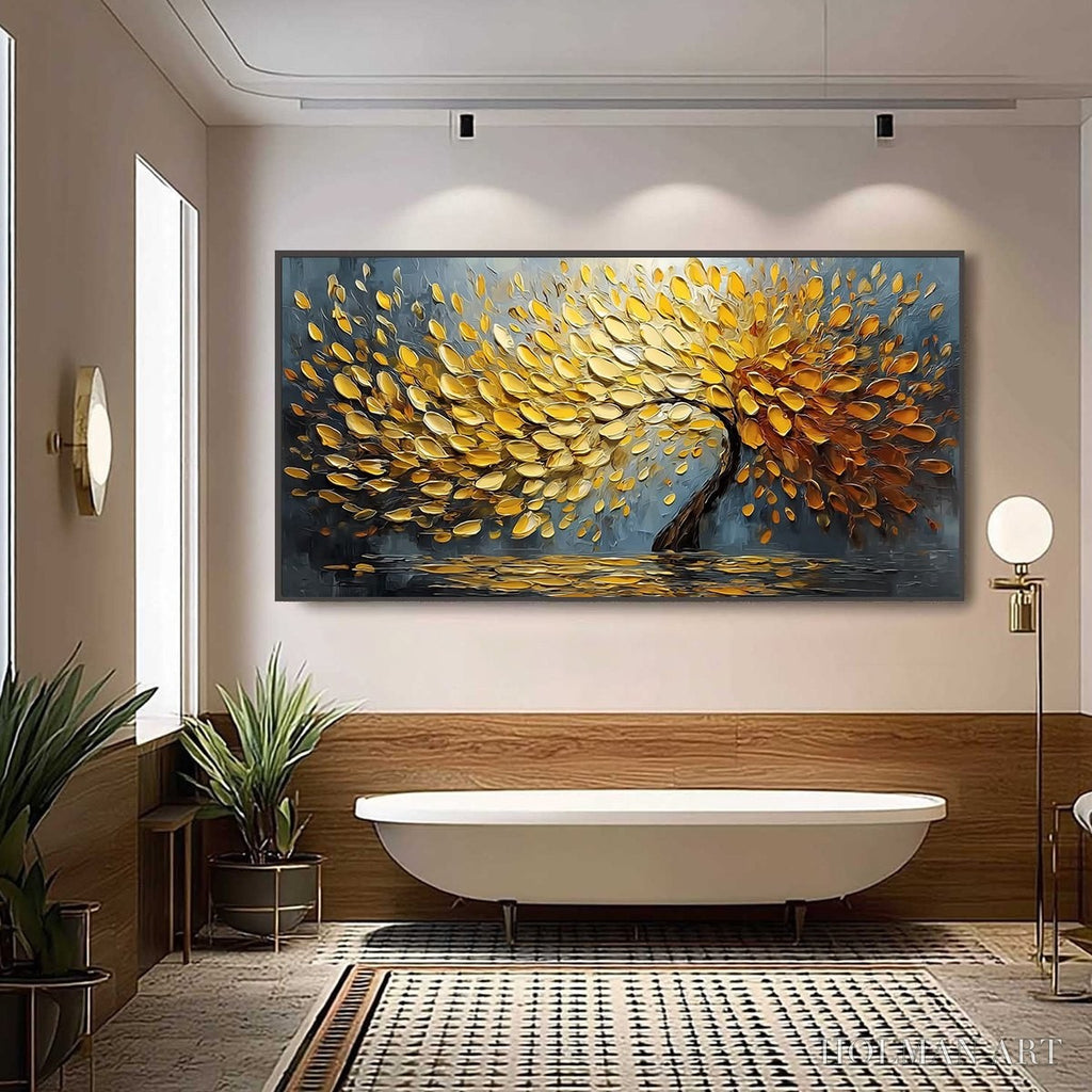 HOLMAN ART Golden Cascade – Textured Palette Knife Impasto Tree Painting - image 6