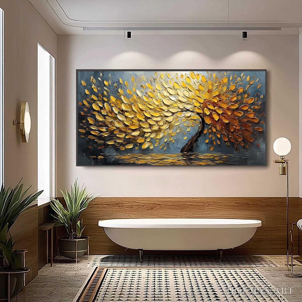 HOLMAN ART Golden Cascade – Textured Palette Knife Impasto Tree Painting - image 6