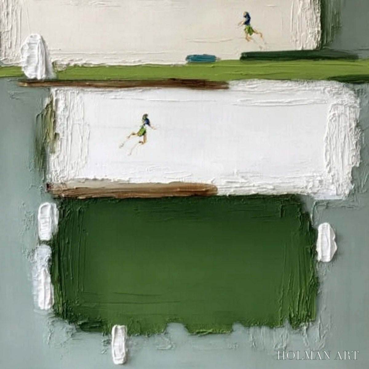 HOLMAN ART Greenfield Dash – Textured Abstract Sports Painting in Green and White - image 5