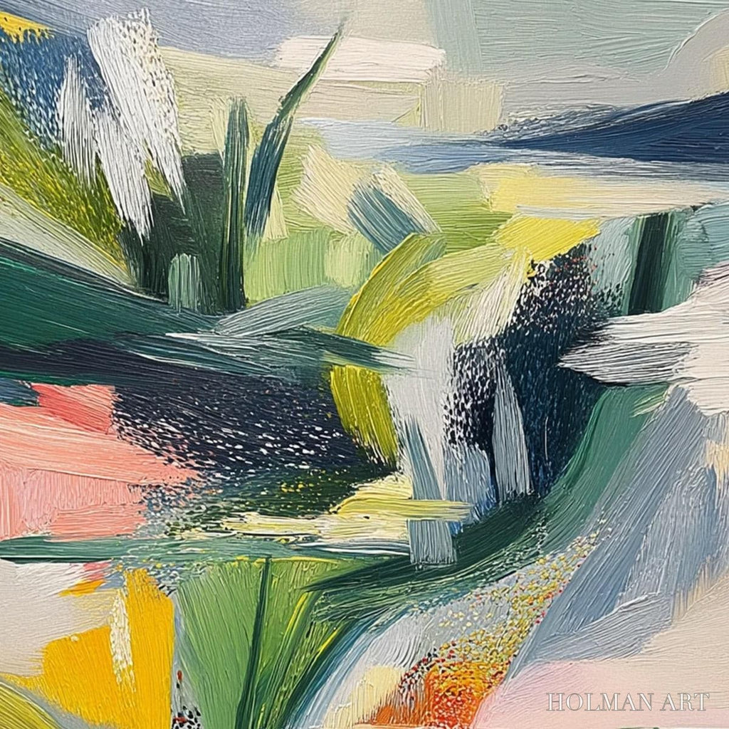 HOLMAN ART Verdant Rush – Vibrant Textured Abstract Landscape Painting - image 3