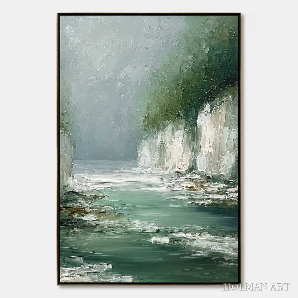 HOLMAN ART Emerald Passage – Textured Wabi Sabi Coastal Landscape Painting - image 1