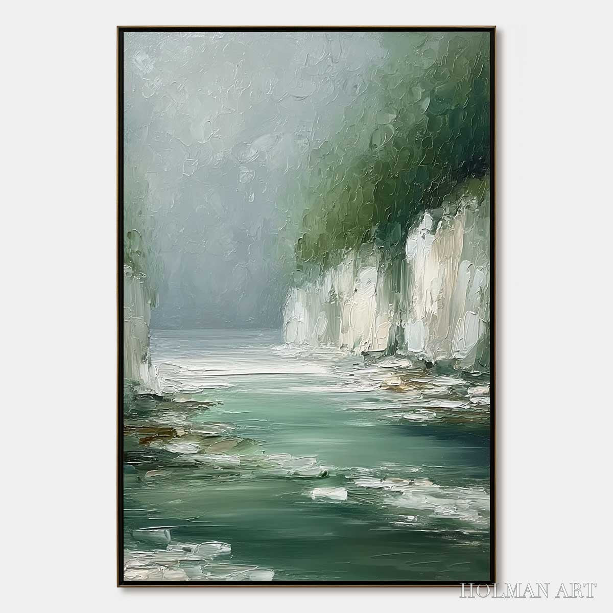 HOLMAN ART Emerald Passage – Textured Wabi Sabi Coastal Landscape Painting - image 1