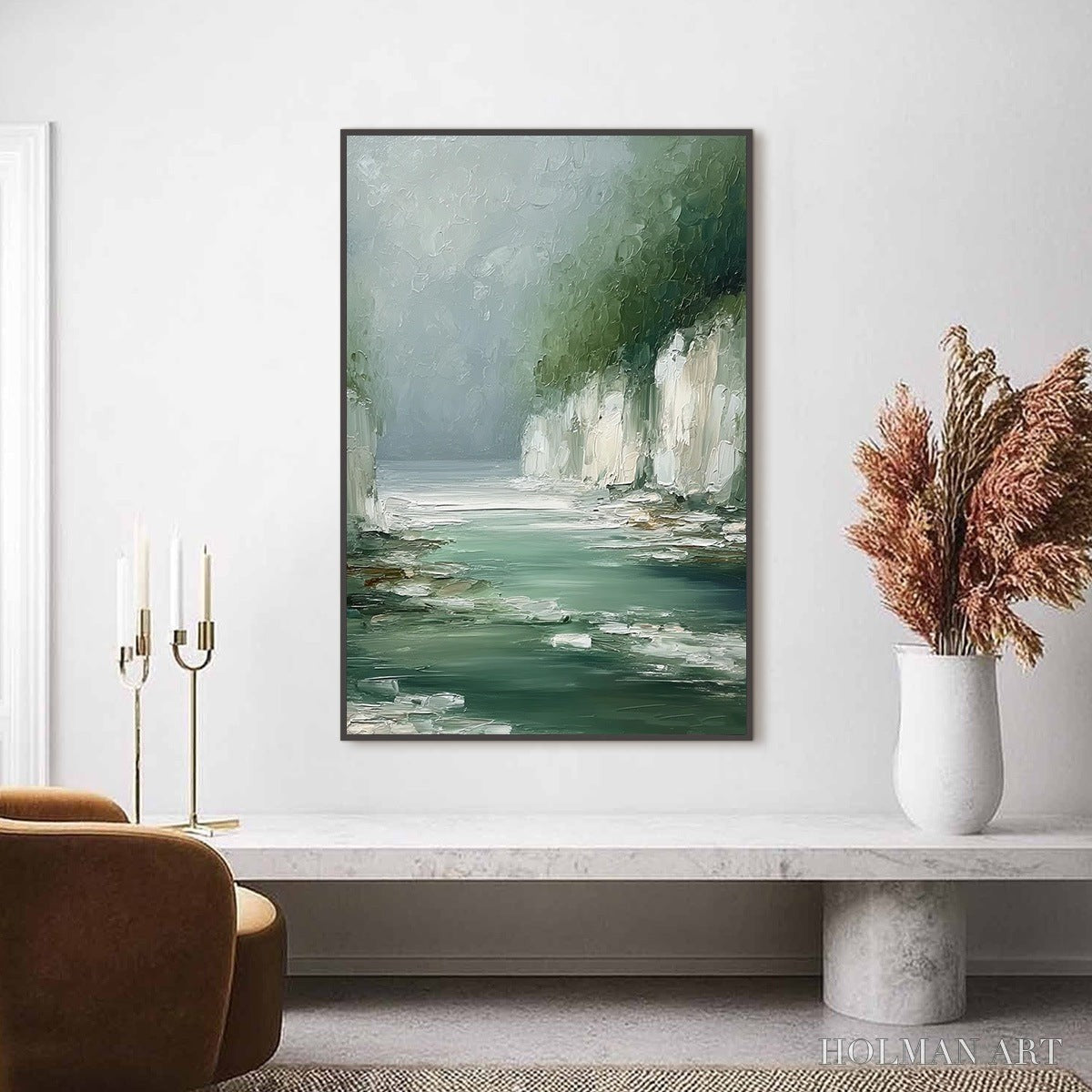 HOLMAN ART Emerald Passage – Textured Wabi Sabi Coastal Landscape Painting - image 2