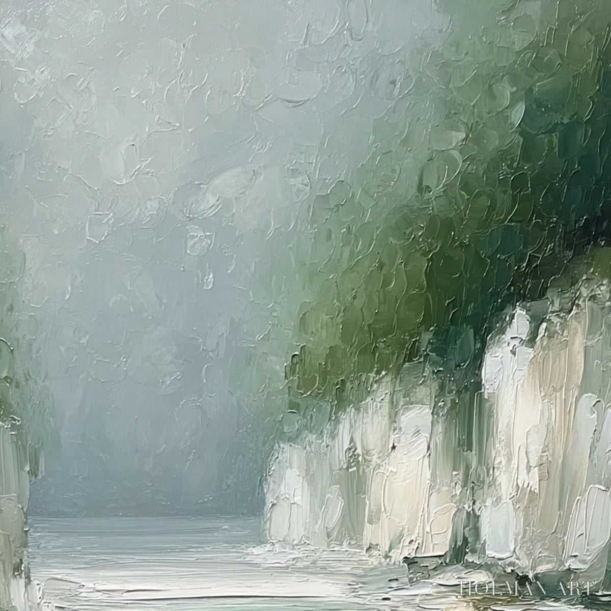 HOLMAN ART Emerald Passage – Textured Wabi Sabi Coastal Landscape Painting - image 3