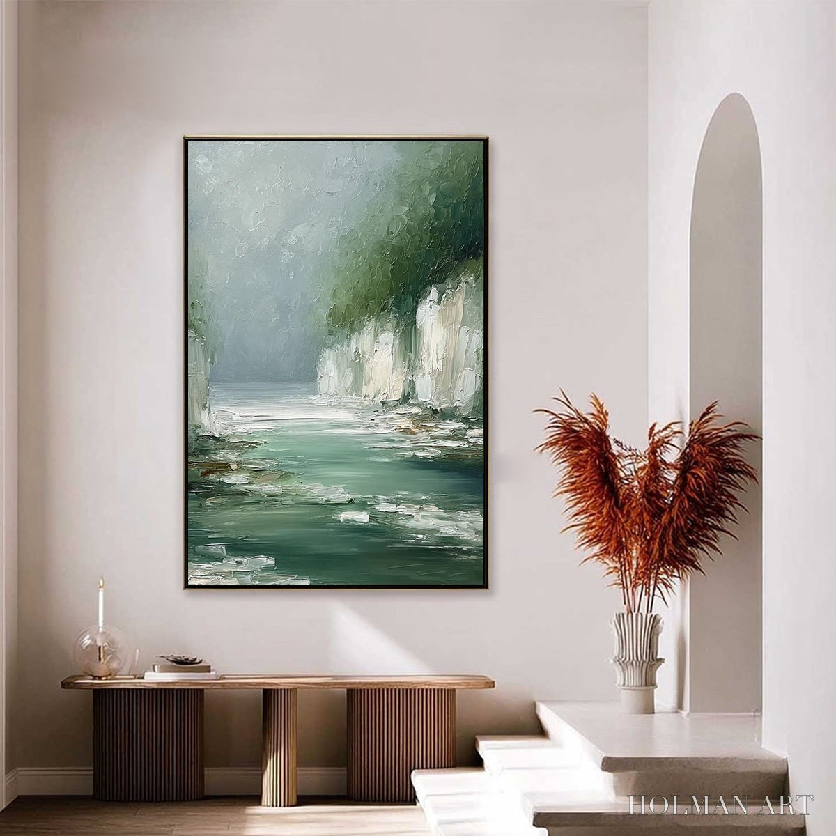 HOLMAN ART Emerald Passage – Textured Wabi Sabi Coastal Landscape Painting - image 4