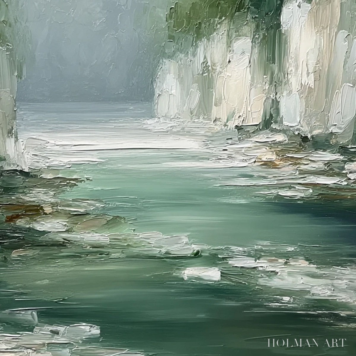 HOLMAN ART Emerald Passage – Textured Wabi Sabi Coastal Landscape Painting - image 5