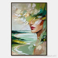 HOLMAN ART Verdant Reverie – Textured Palette Knife Abstract Portrait Painting - image 1