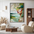 HOLMAN ART Verdant Reverie – Textured Palette Knife Abstract Portrait Painting - image 2
