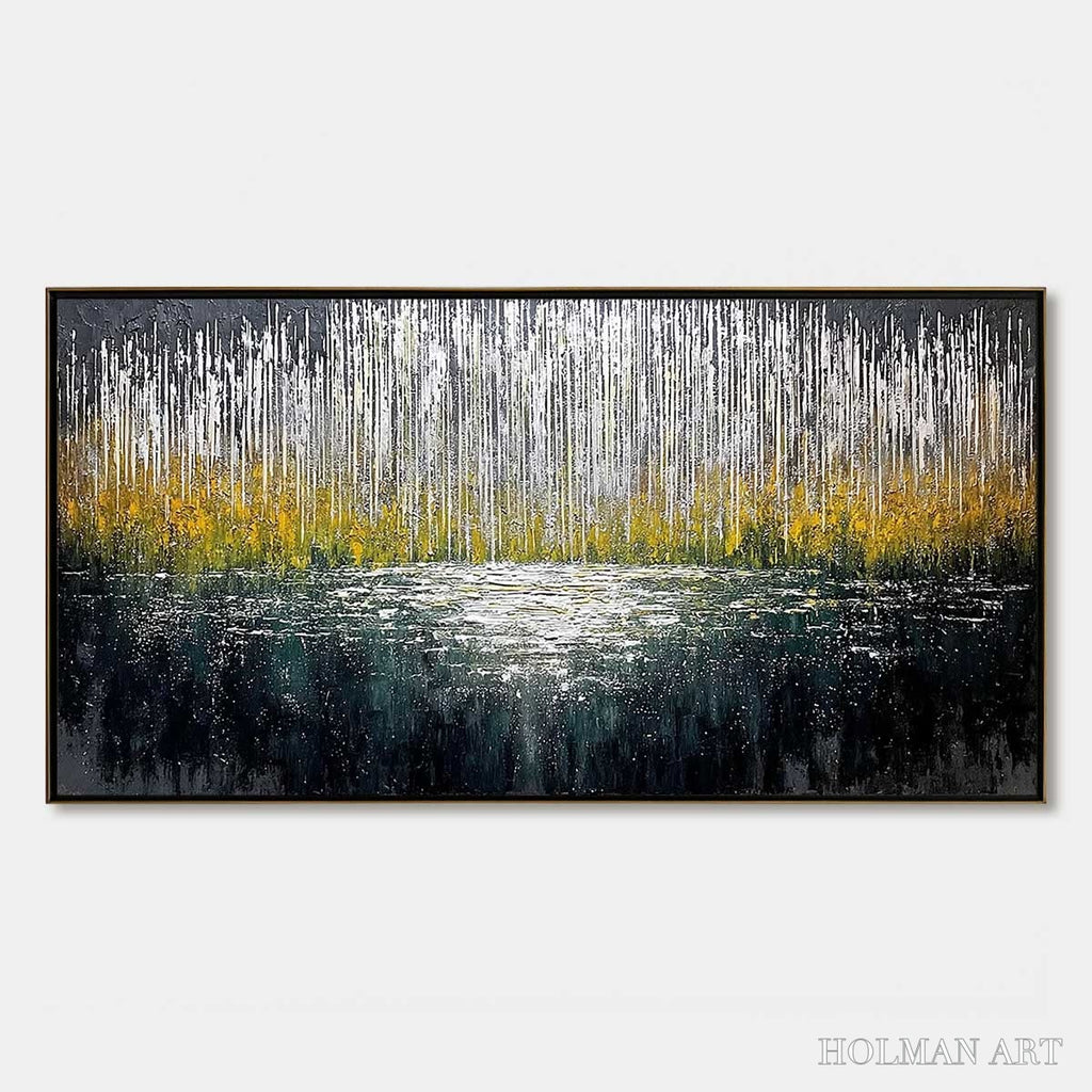 HOLMAN ART Midnight Reflections – Textured Abstract Gold and Silver Landscape Painting - image 1
