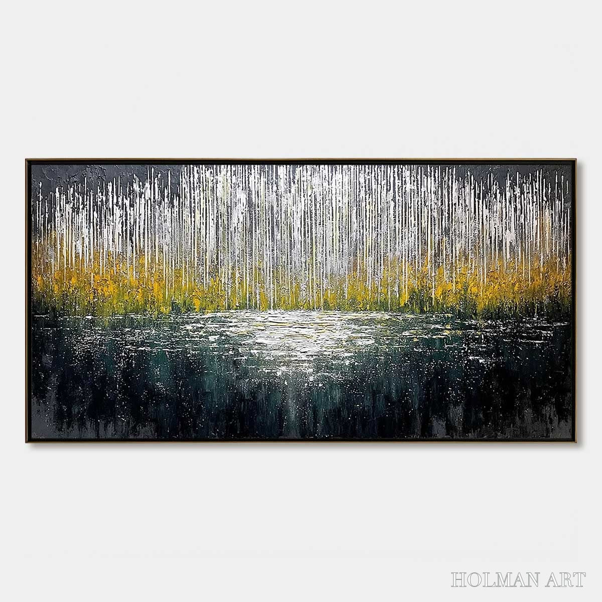 HOLMAN ART Midnight Reflections – Textured Abstract Gold and Silver Landscape Painting - image 1