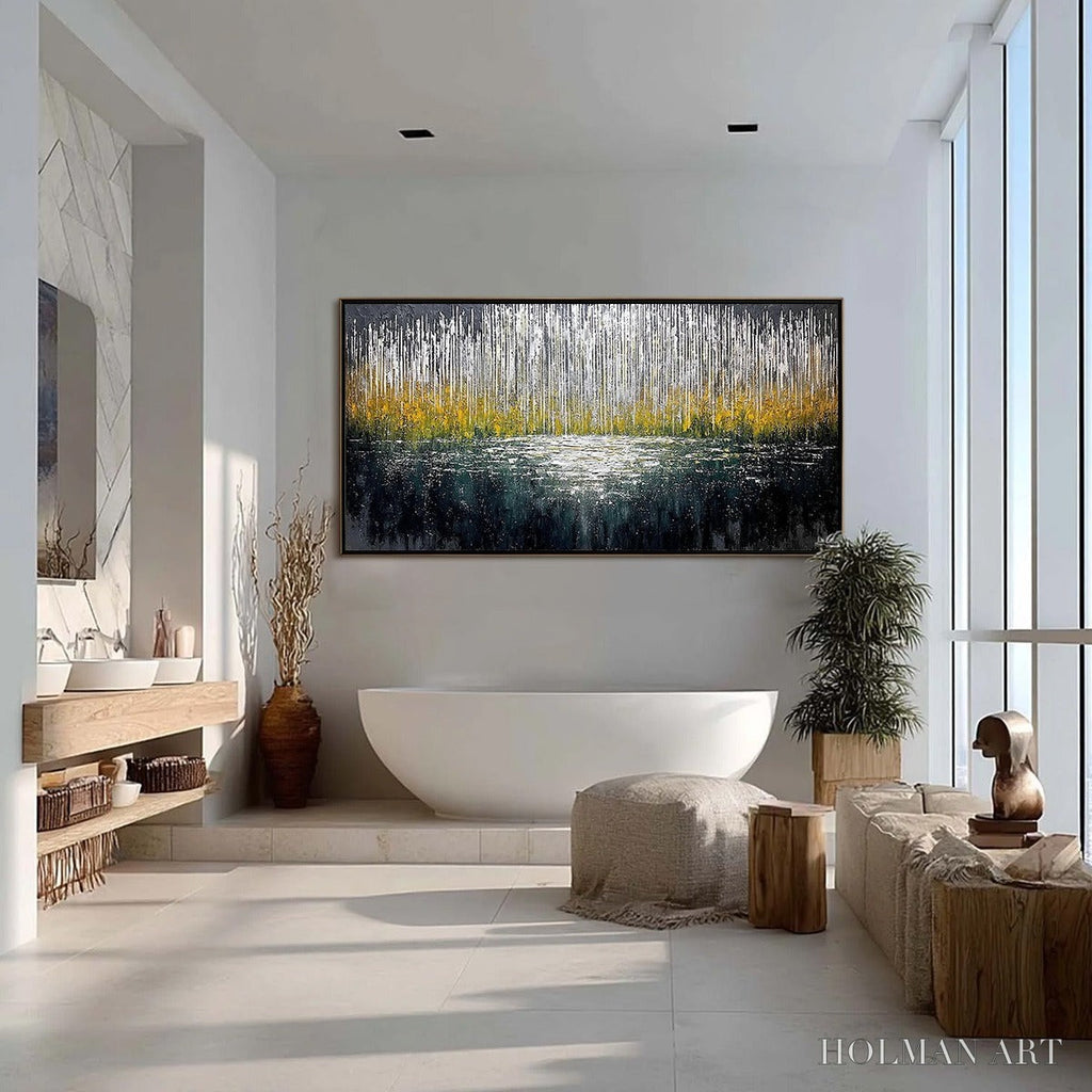 HOLMAN ART Midnight Reflections – Textured Abstract Gold and Silver Landscape Painting - image 4