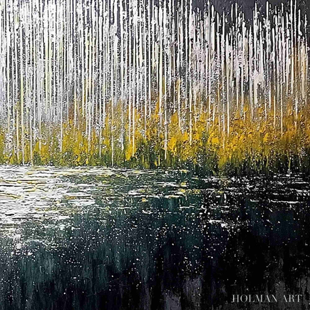 HOLMAN ART Midnight Reflections – Textured Abstract Gold and Silver Landscape Painting - image 5