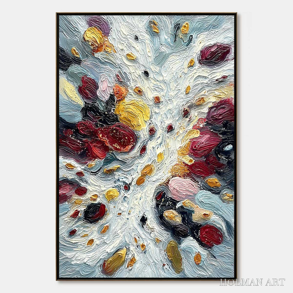 HOLMAN ART Festa Dei Colori – Vertical Colorful Impasto Abstract Textured Oil Painting - image 1