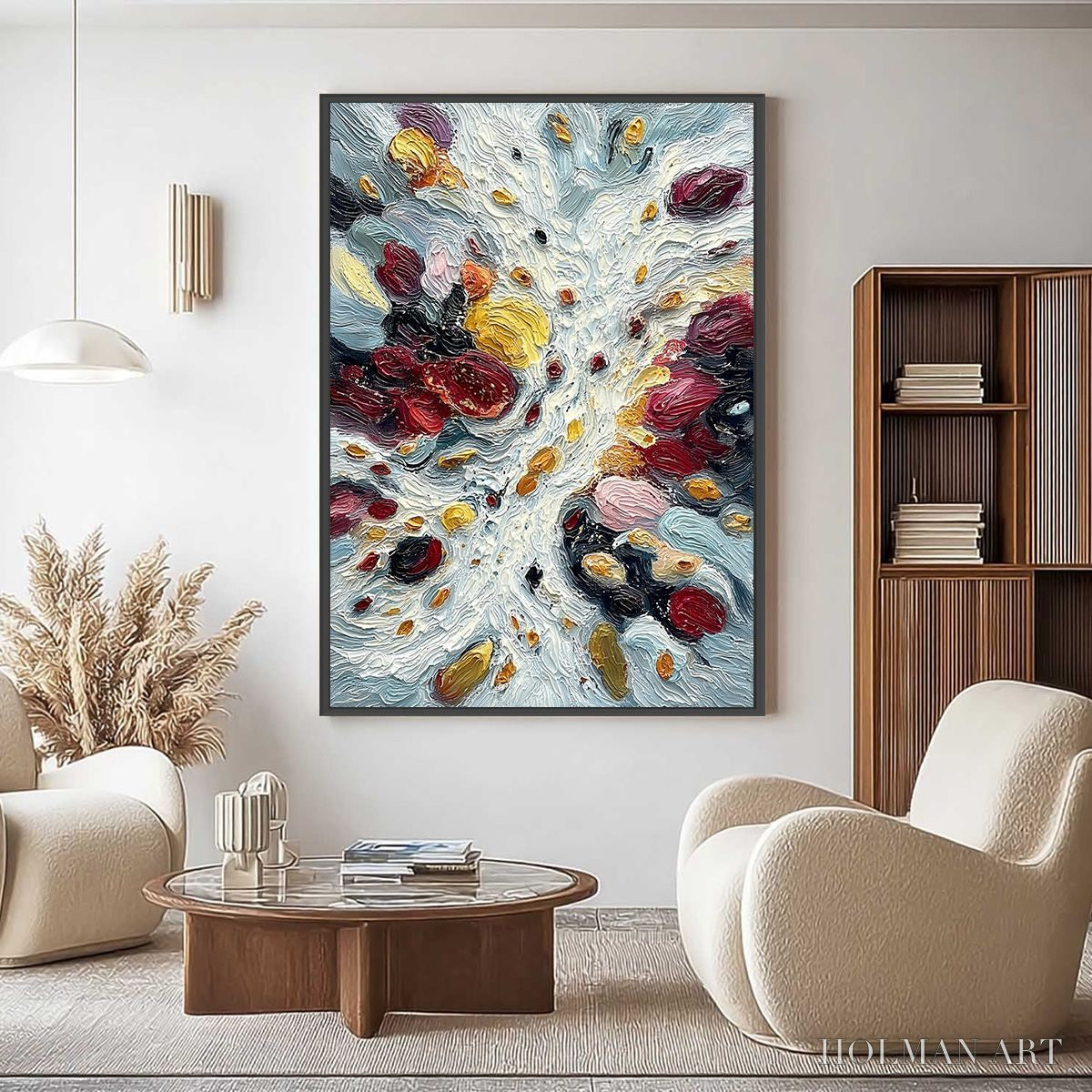 HOLMAN ART Festa Dei Colori – Vertical Colorful Impasto Abstract Textured Oil Painting - image 2