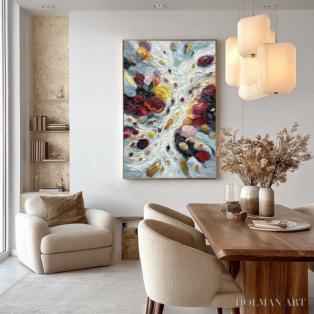 HOLMAN ART Festa Dei Colori – Vertical Colorful Impasto Abstract Textured Oil Painting - image 4