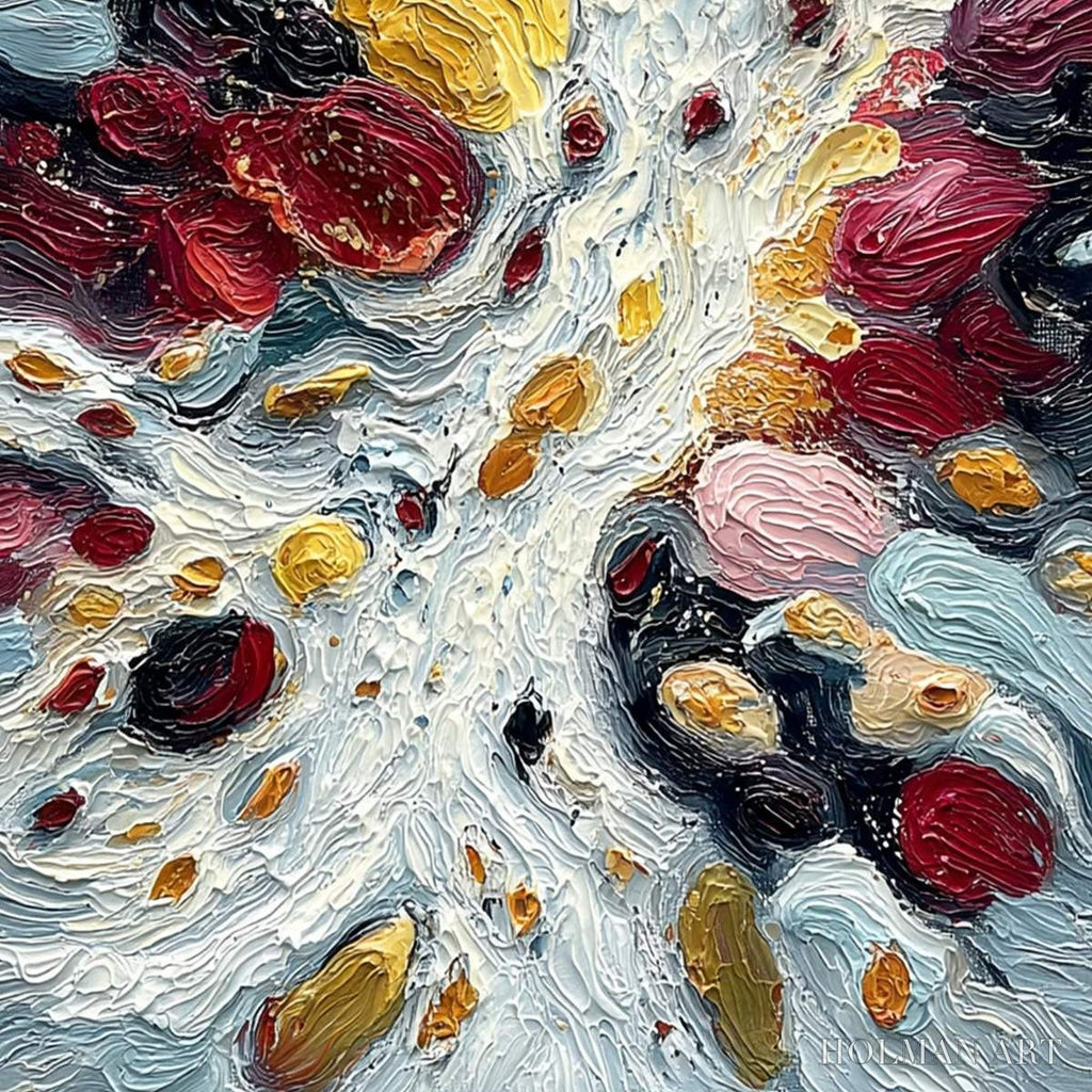 HOLMAN ART Festa Dei Colori – Vertical Colorful Impasto Abstract Textured Oil Painting - image 5