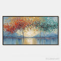 HOLMAN ART Ember and Jade – Textured Long Horizontal Landscape Painting of Trees - image 1