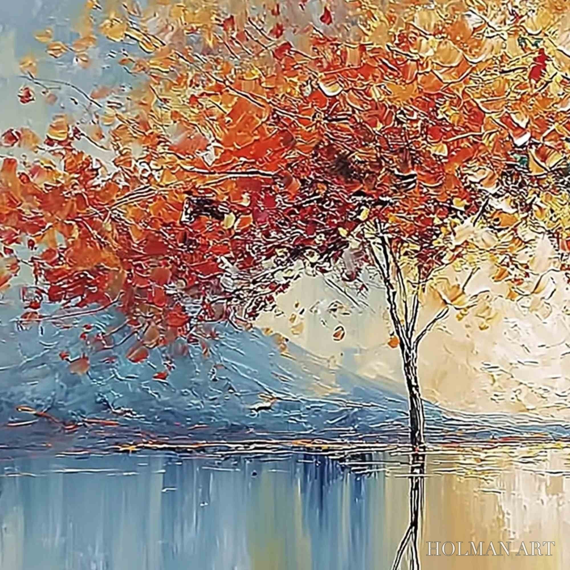HOLMAN ART Ember and Jade – Textured Long Horizontal Landscape Painting of Trees - image 3