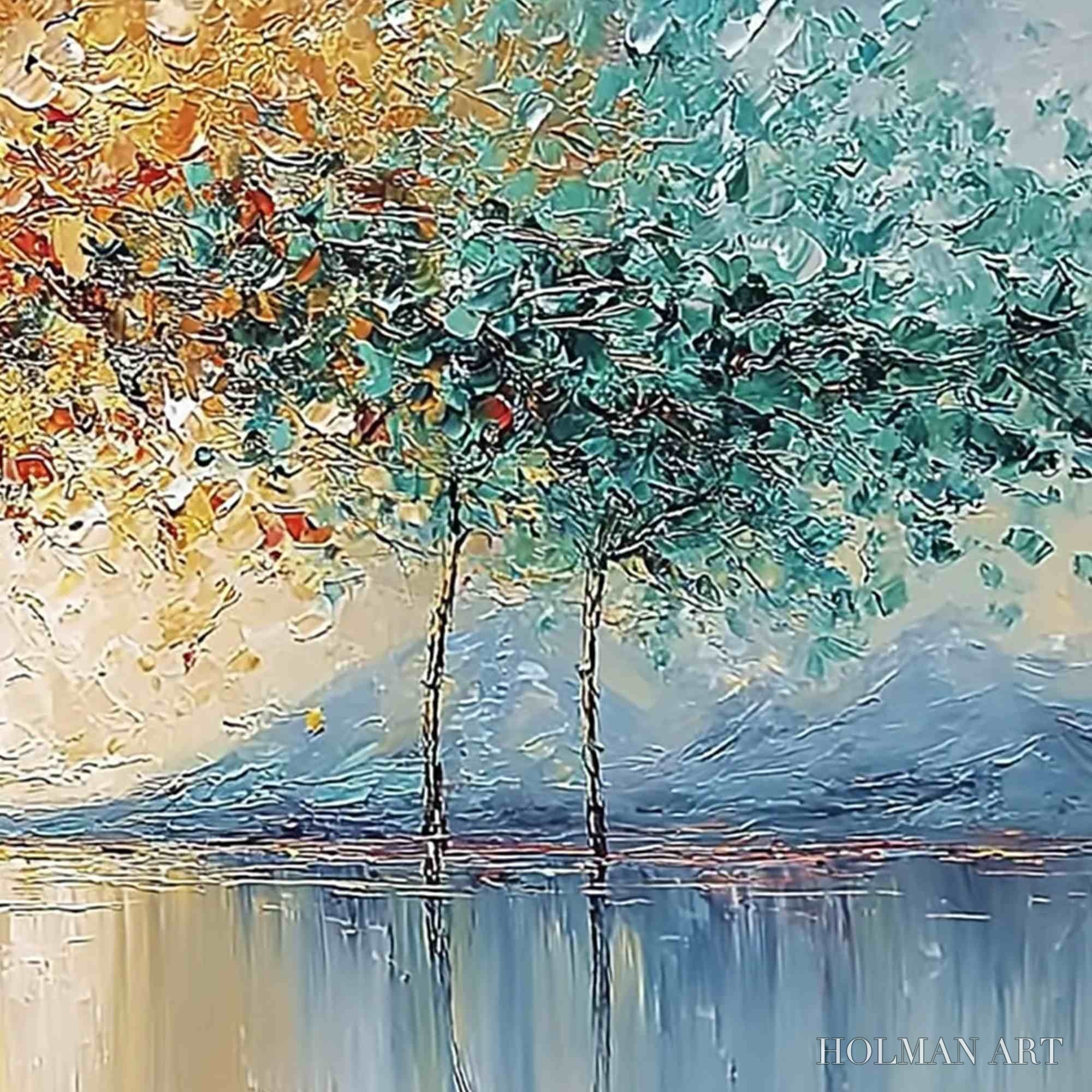 HOLMAN ART Ember and Jade – Textured Long Horizontal Landscape Painting of Trees - image 5