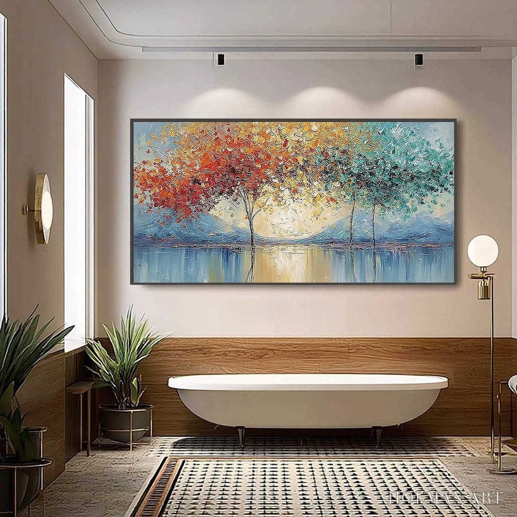 HOLMAN ART Ember and Jade – Textured Long Horizontal Landscape Painting of Trees - image 6
