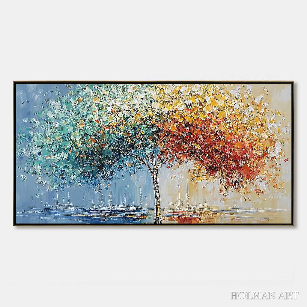 HOLMAN ART Chromatic Embrace – Heavily Textured Palette Knife Tree Landscape Painting - image 1