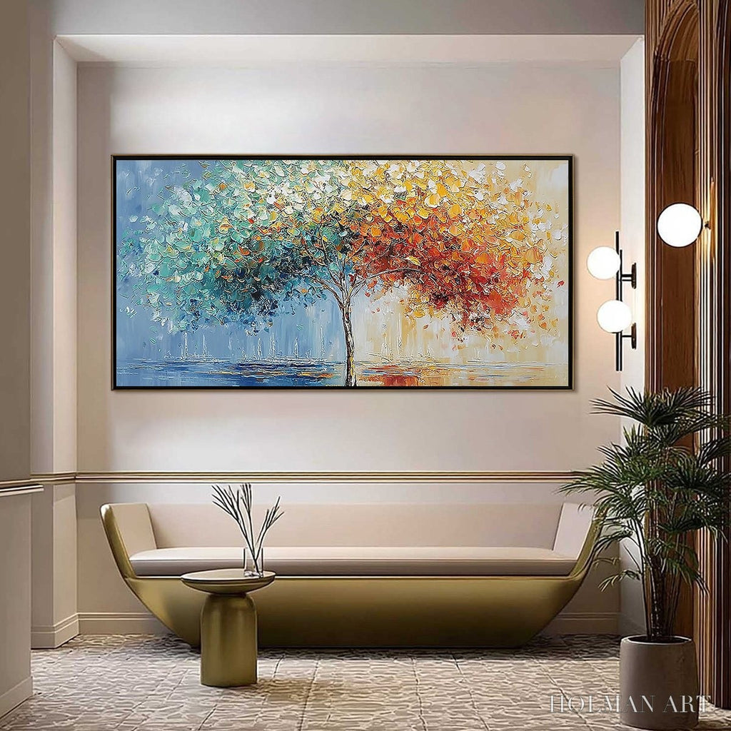 HOLMAN ART Chromatic Embrace – Heavily Textured Palette Knife Tree Landscape Painting - image 2