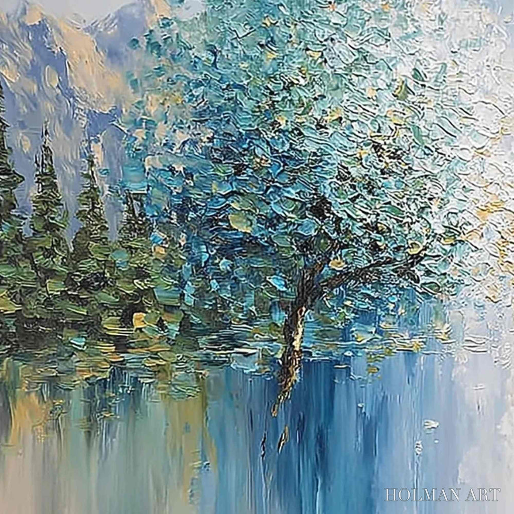 HOLMAN ART Equinox Textured Tree Landscape Oil Painting | Colorful - image 3