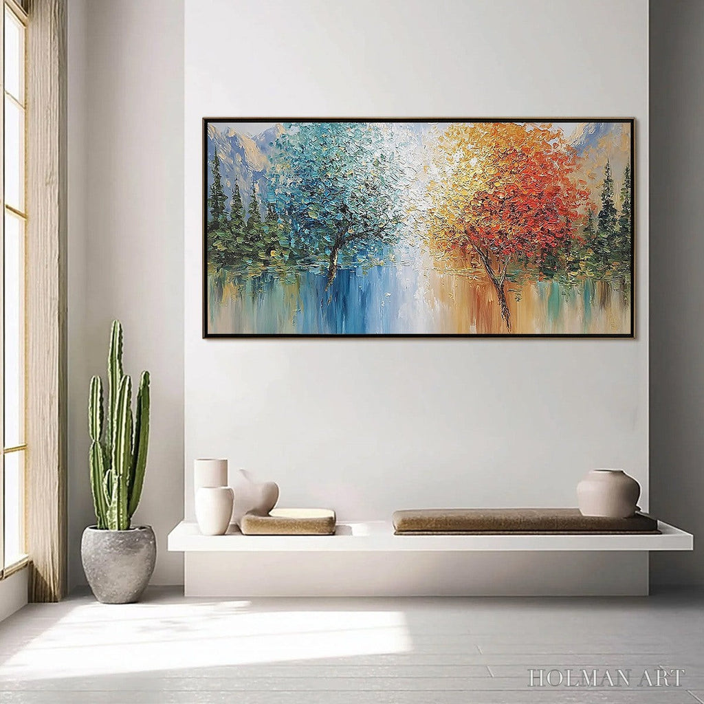 HOLMAN ART Equinox Textured Tree Landscape Oil Painting | Colorful - image 4