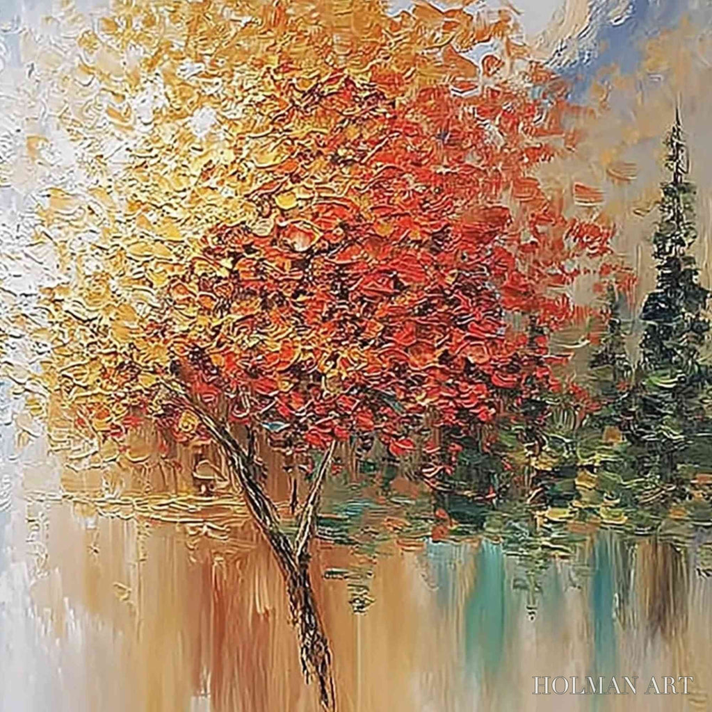HOLMAN ART Equinox Textured Tree Landscape Oil Painting | Colorful - image 5