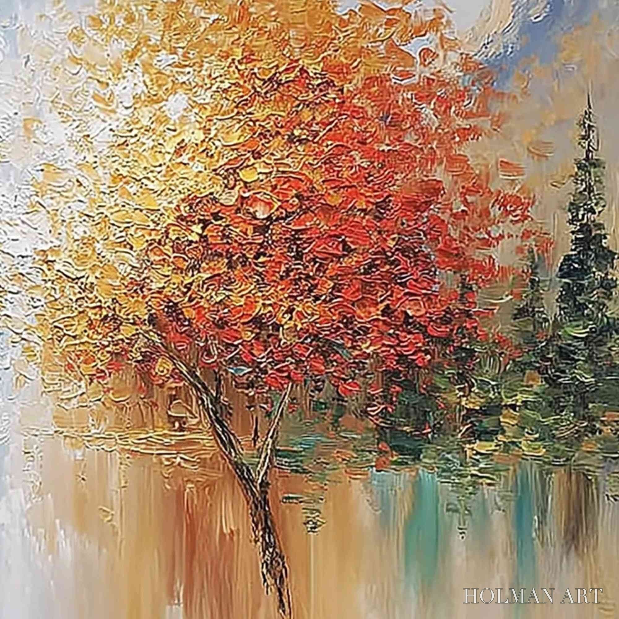 HOLMAN ART Equinox Textured Tree Landscape Oil Painting | Colorful - image 5