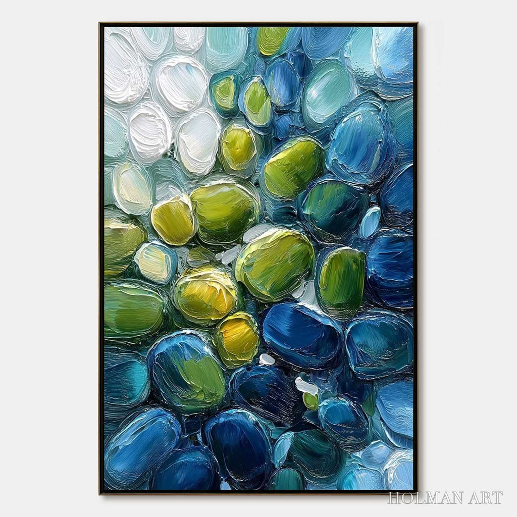 HOLMAN ART River Gems – Abstract Impasto Textured Blue and Green Painting - image 1