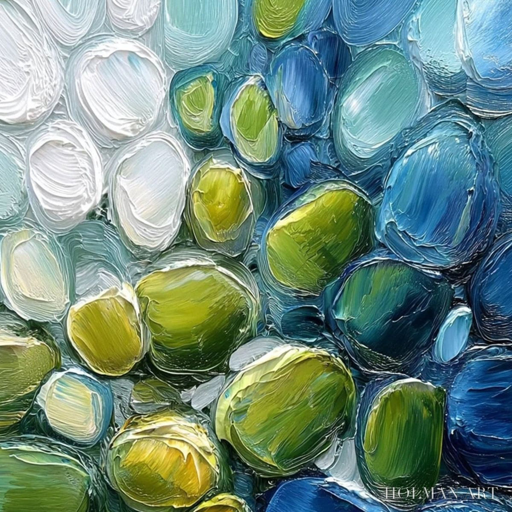 HOLMAN ART River Gems – Abstract Impasto Textured Blue and Green Painting - image 3