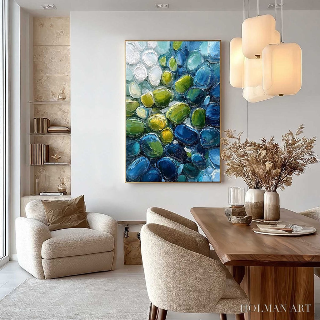 HOLMAN ART River Gems – Abstract Impasto Textured Blue and Green Painting - image 4