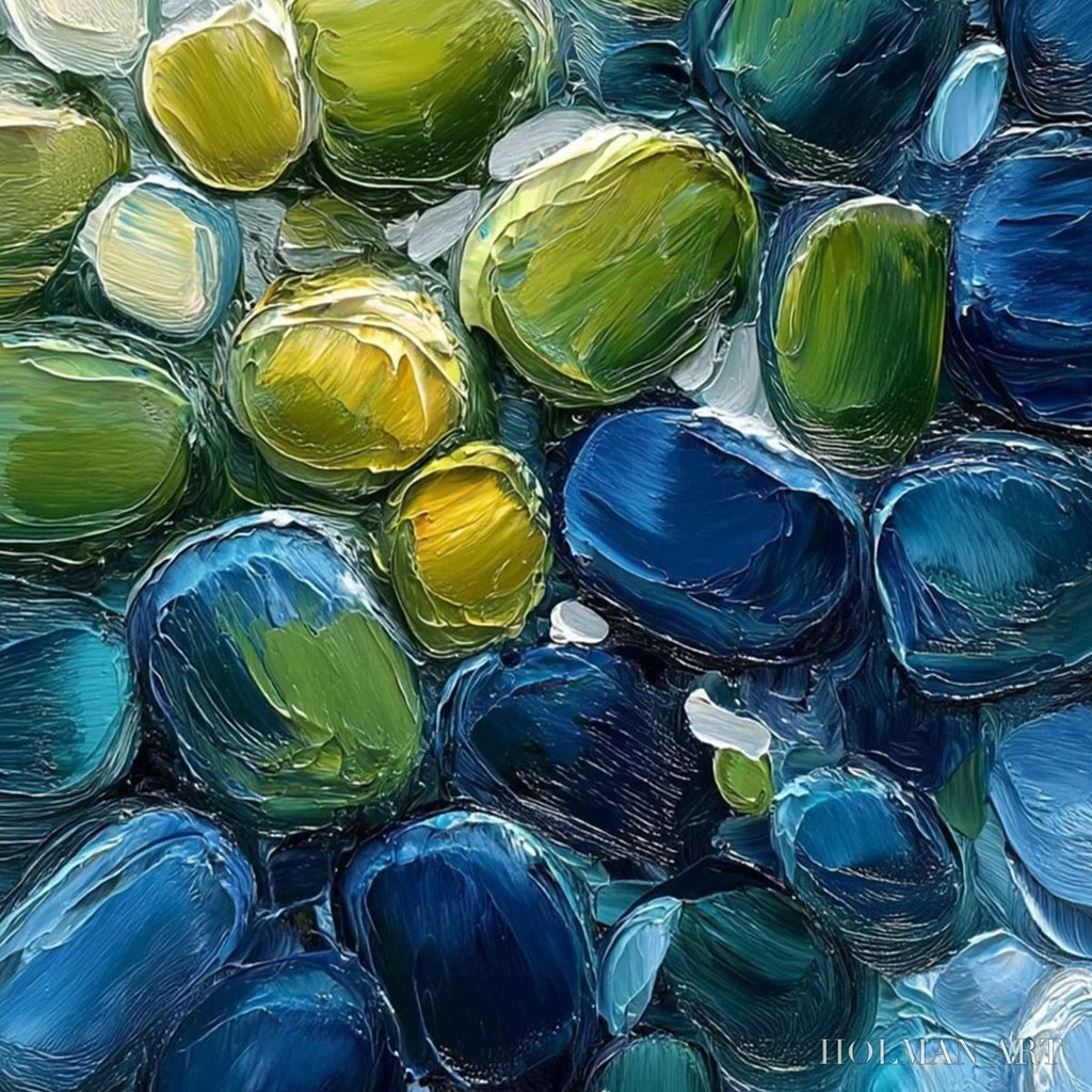 HOLMAN ART River Gems – Abstract Impasto Textured Blue and Green Painting - image 5