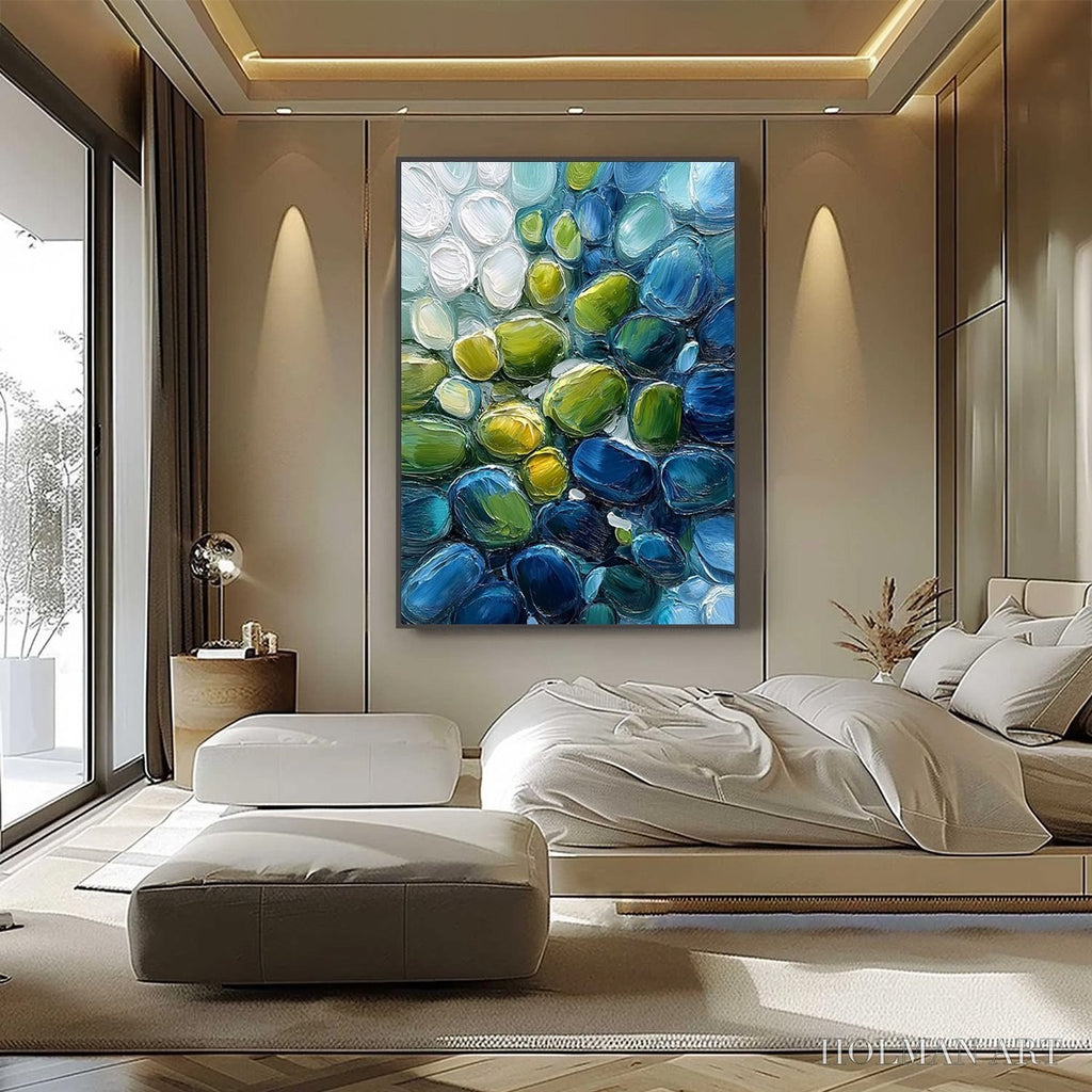 HOLMAN ART River Gems – Abstract Impasto Textured Blue and Green Painting - image 6