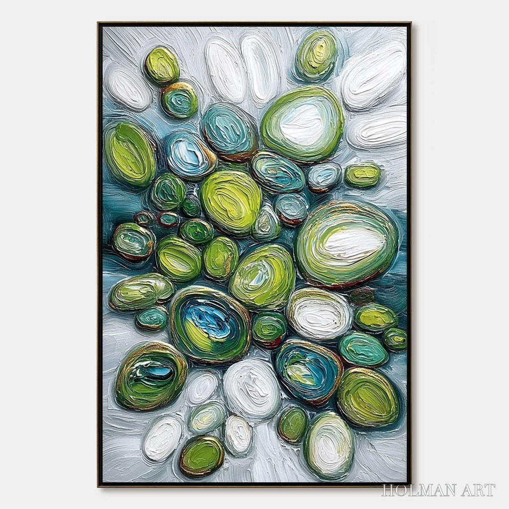 HOLMAN ART River Gems – Textured Wabi Sabi Abstract Painting of River Stones - image 1