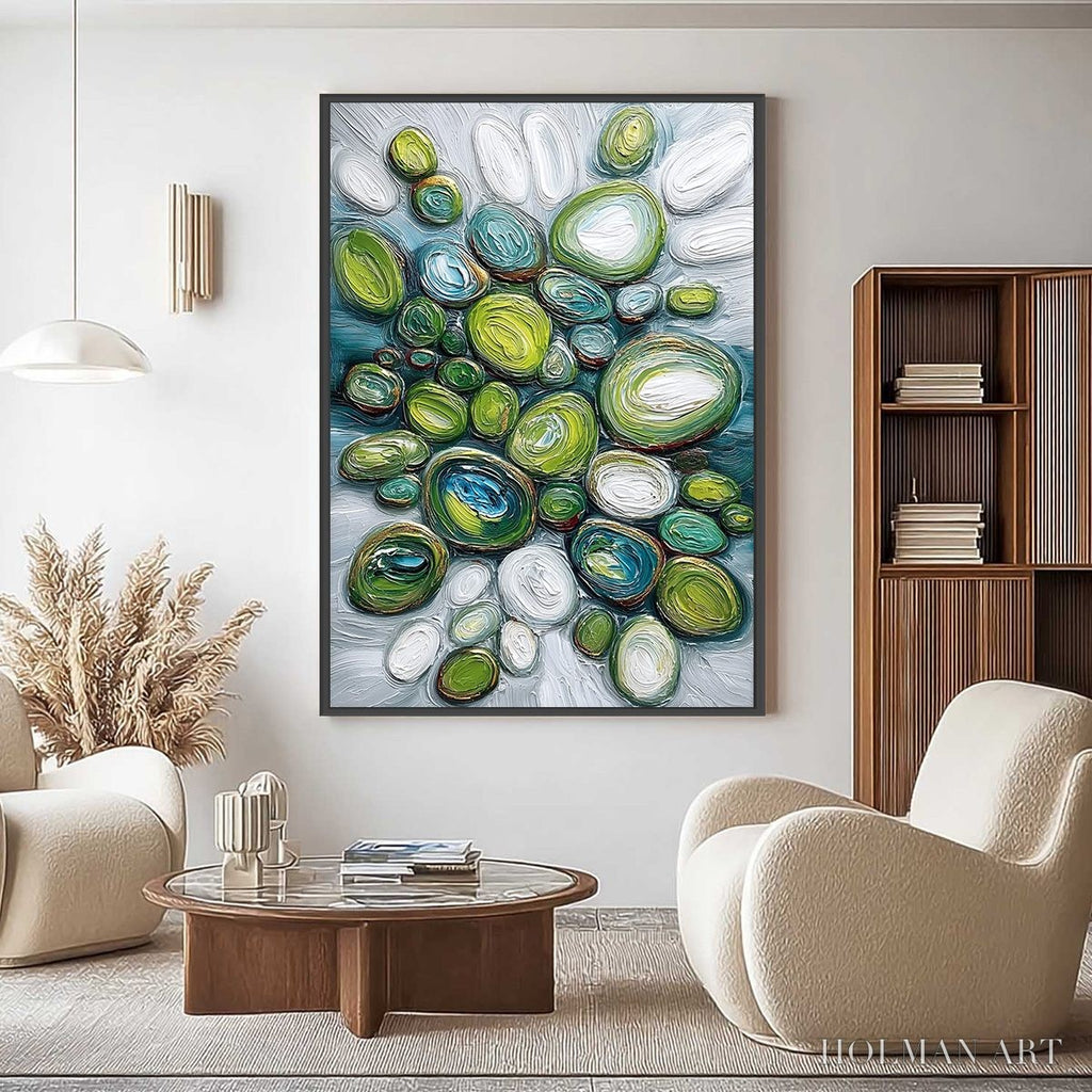 HOLMAN ART River Gems – Textured Wabi Sabi Abstract Painting of River Stones - image 2