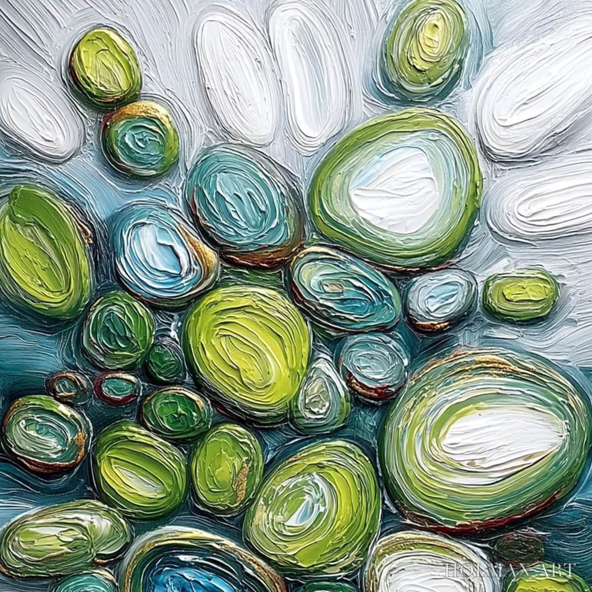 HOLMAN ART River Gems – Textured Wabi Sabi Abstract Painting of River Stones - image 3