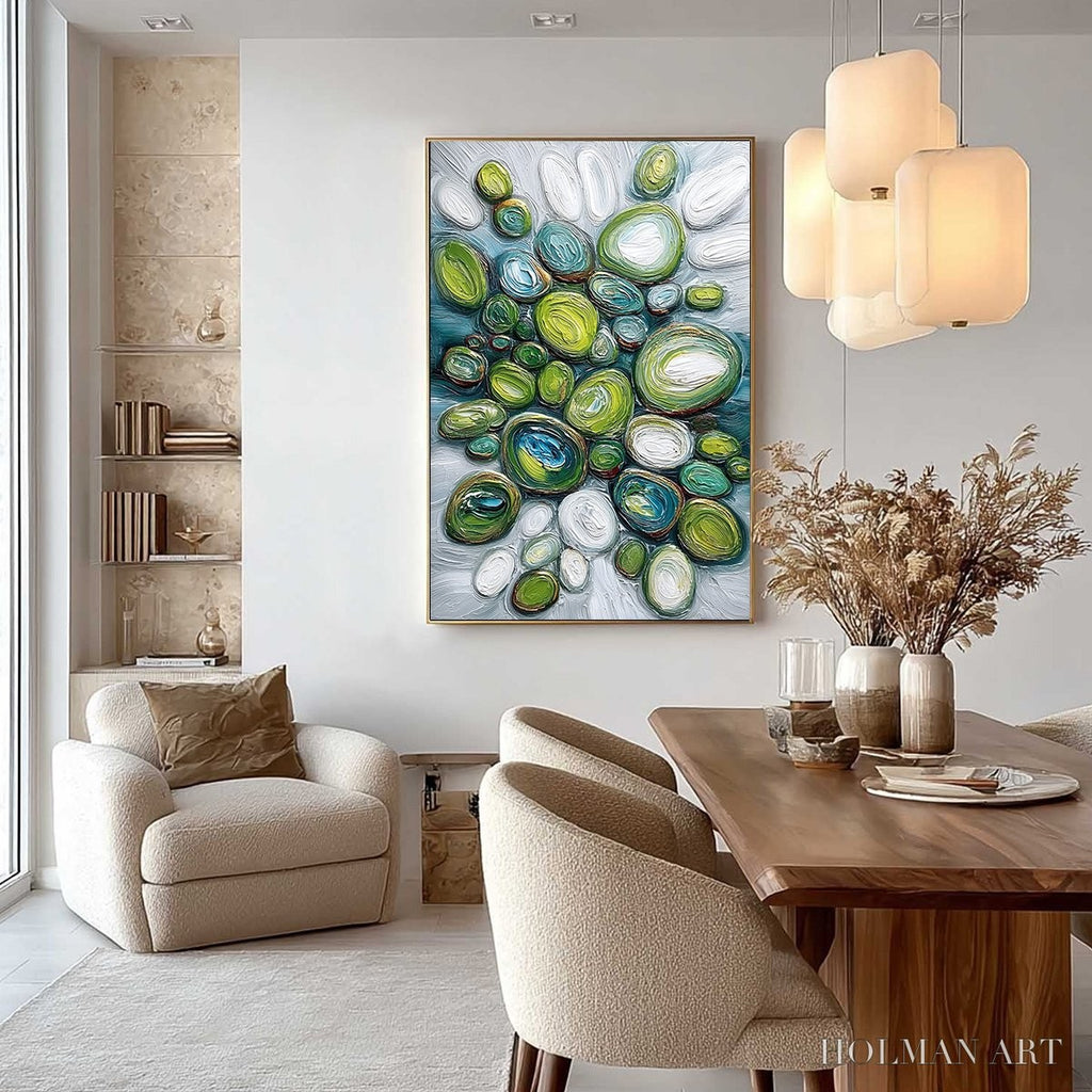 HOLMAN ART River Gems – Textured Wabi Sabi Abstract Painting of River Stones - image 4