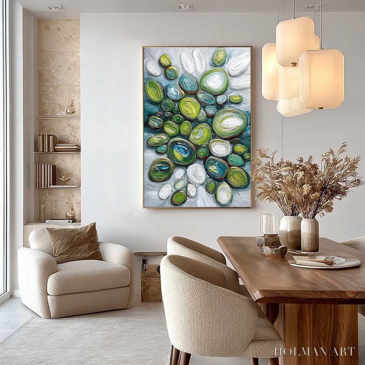 HOLMAN ART River Gems – Textured Wabi Sabi Abstract Painting of River Stones - image 4