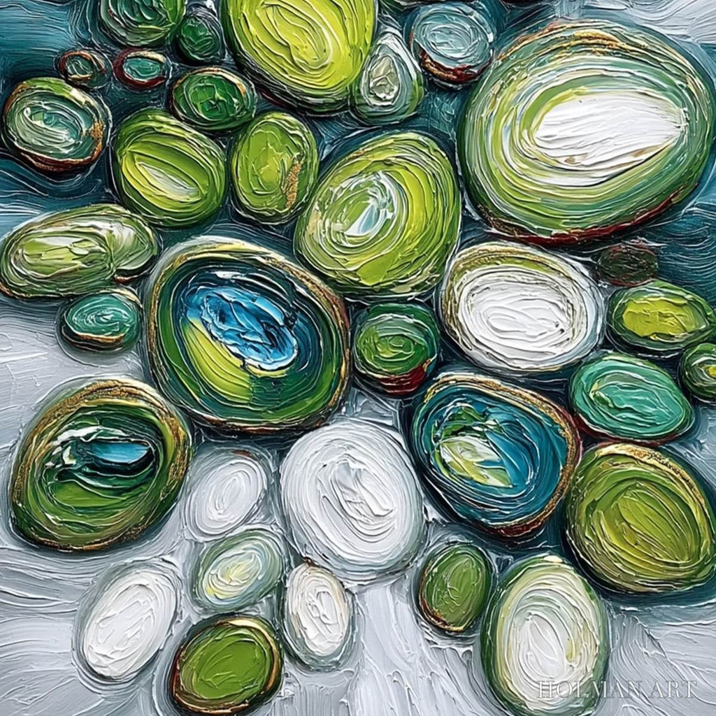HOLMAN ART River Gems – Textured Wabi Sabi Abstract Painting of River Stones - image 5