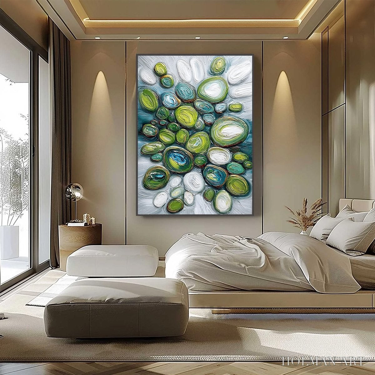 HOLMAN ART River Gems – Textured Wabi Sabi Abstract Painting of River Stones - image 6