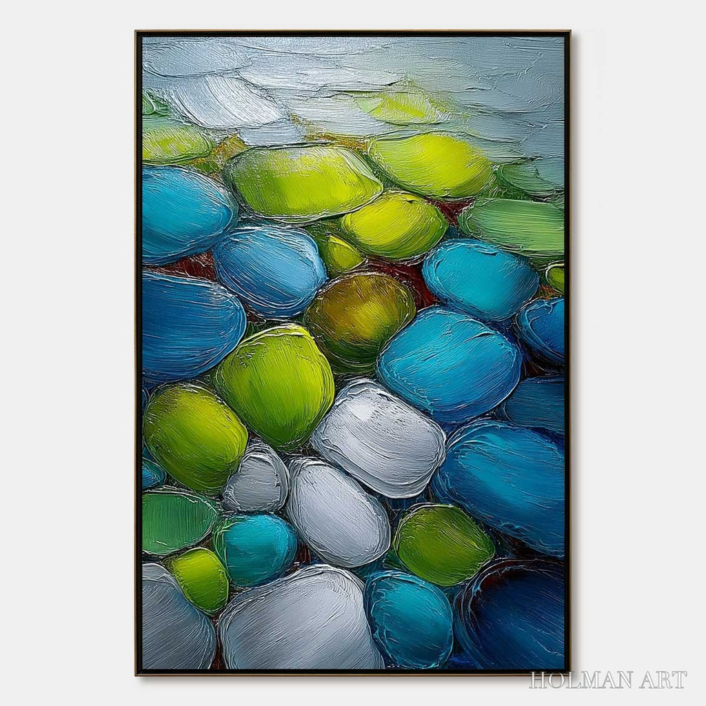 HOLMAN ART River Gems – Heavily Textured Abstract Painting of Colorful Stones - image 1