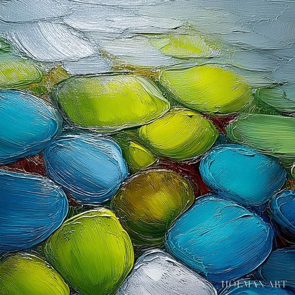 HOLMAN ART River Gems – Heavily Textured Abstract Painting of Colorful Stones - image 3