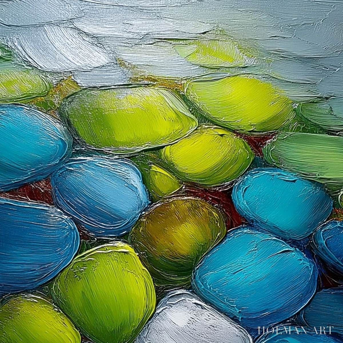 HOLMAN ART River Gems – Heavily Textured Abstract Painting of Colorful Stones - image 3