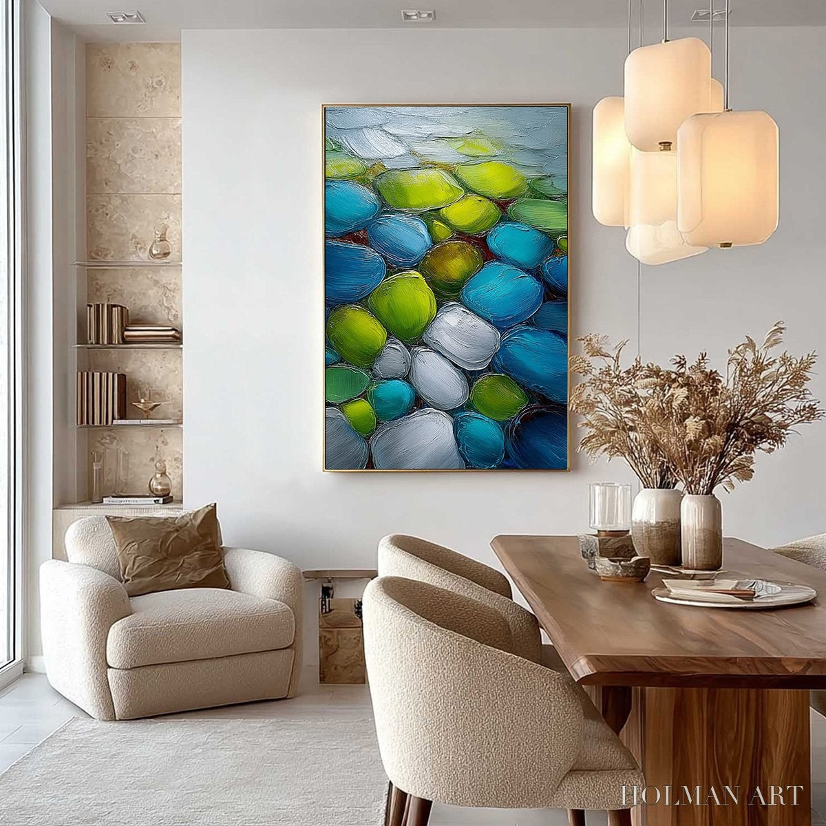 HOLMAN ART River Gems – Heavily Textured Abstract Painting of Colorful Stones - image 4