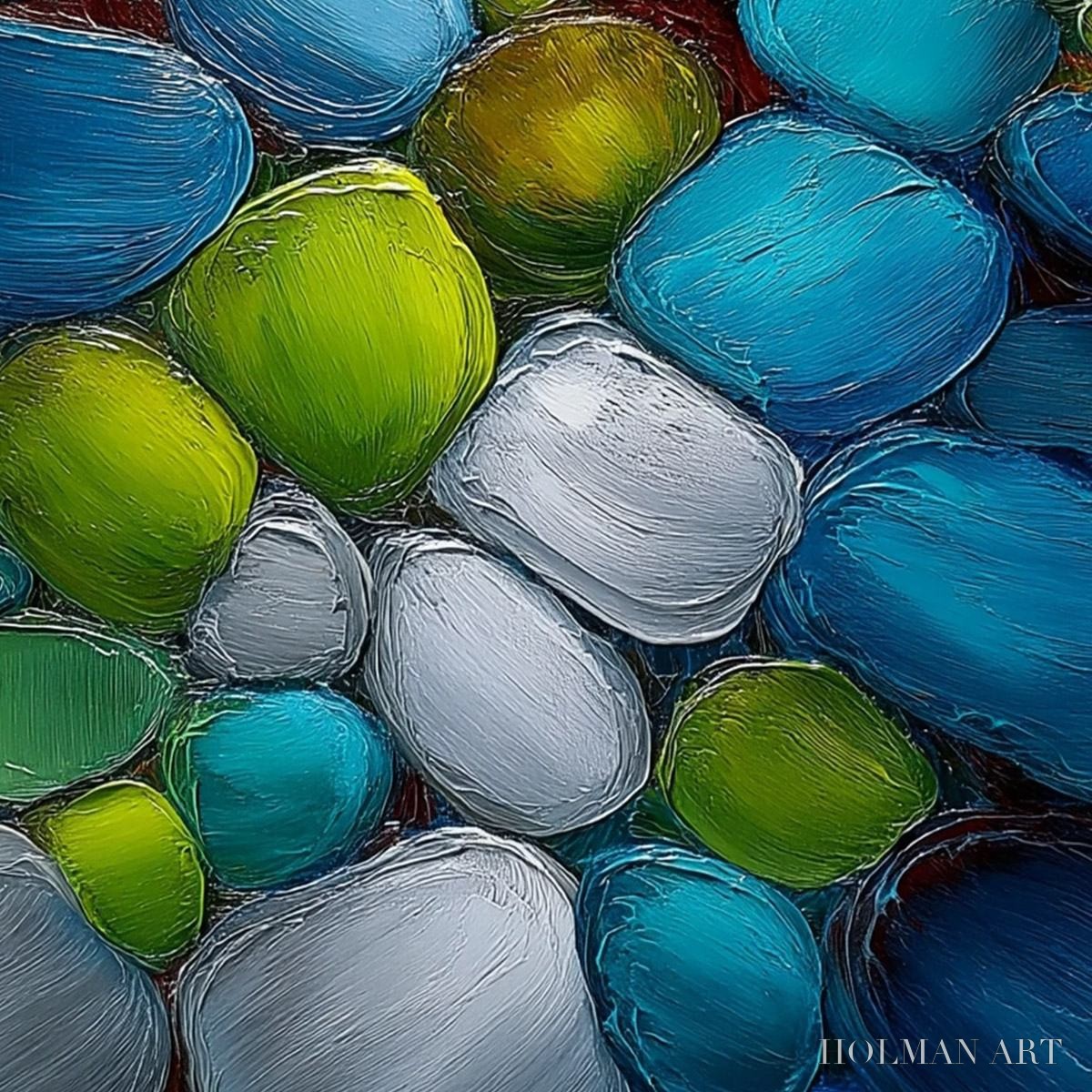HOLMAN ART River Gems – Heavily Textured Abstract Painting of Colorful Stones - image 5