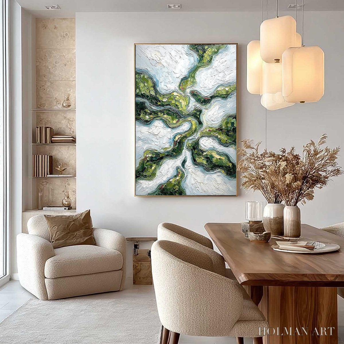 HOLMAN ART Verdant Flow – Abstract Green Impasto Landscape Oil Painting - image 4