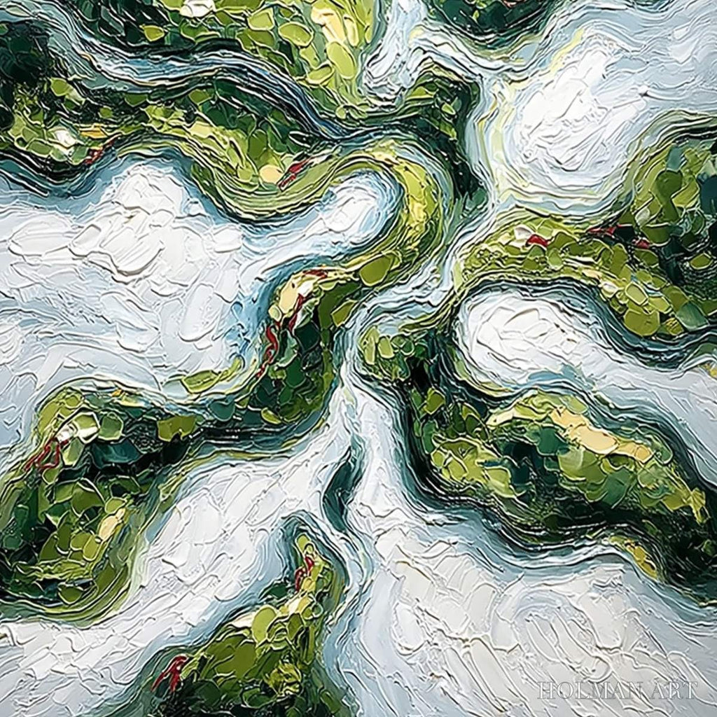 HOLMAN ART Verdant Flow – Abstract Green Impasto Landscape Oil Painting - image 5